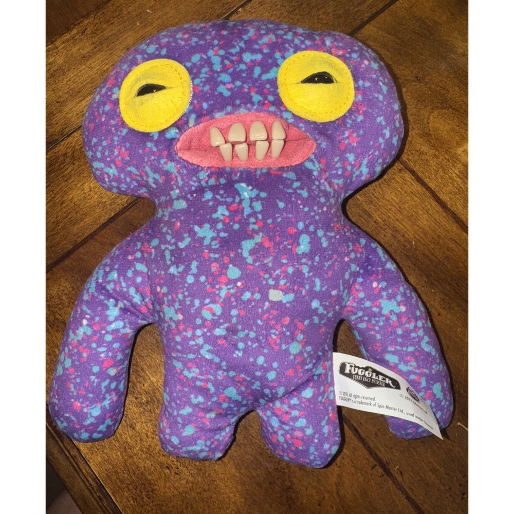 Fuggler Funny Ugly Monster Plush Toy Purple With Speckled Pattern & Yellow Eyes